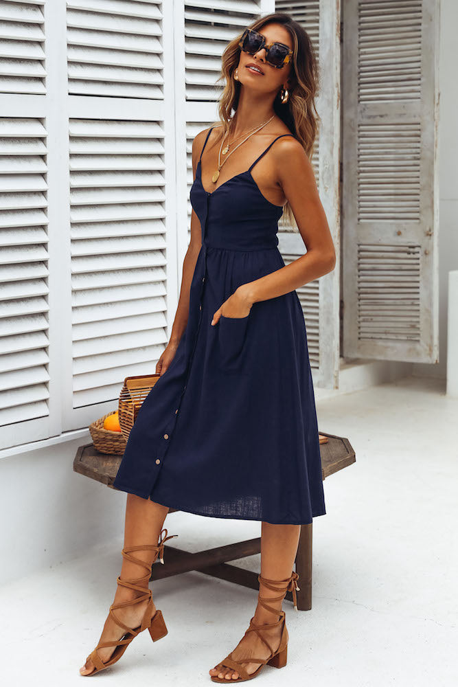 Used To Know You Midi Dress Navy